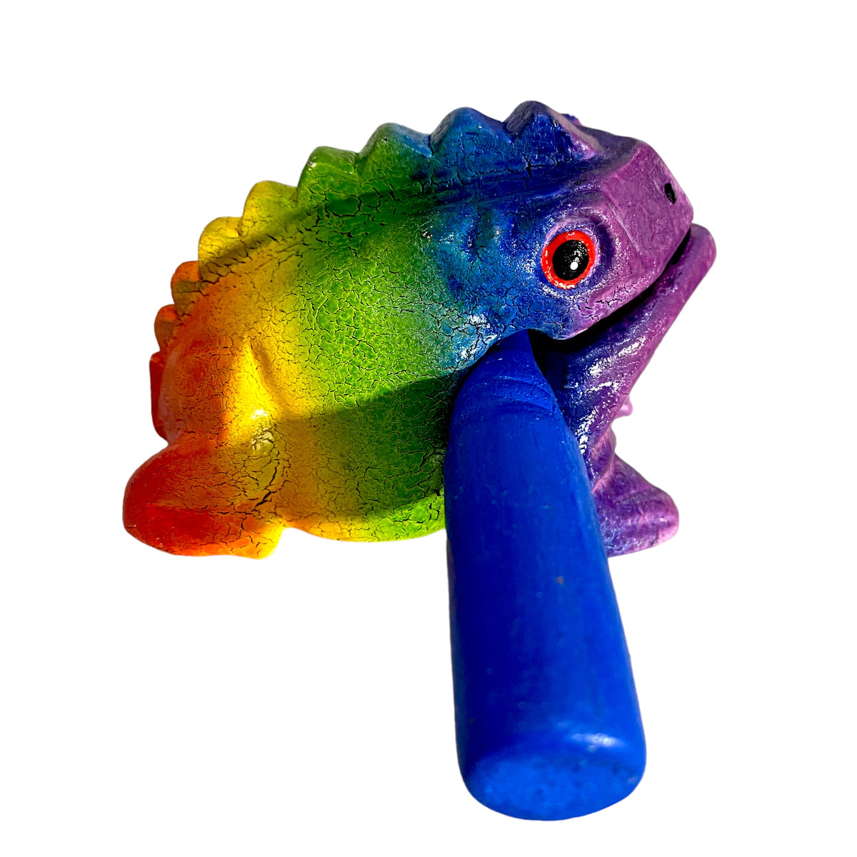 3" Wooden Musical Frog - Rainbow Design (Percussion Instrument)