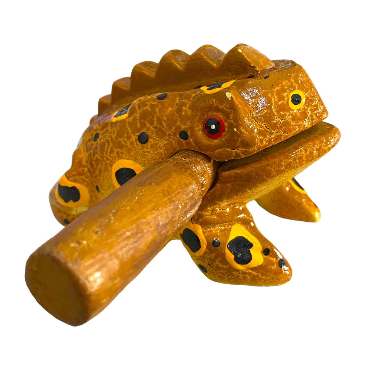 3" Wooden Musical Frog - Cinamon Design (Percussion Instrument)