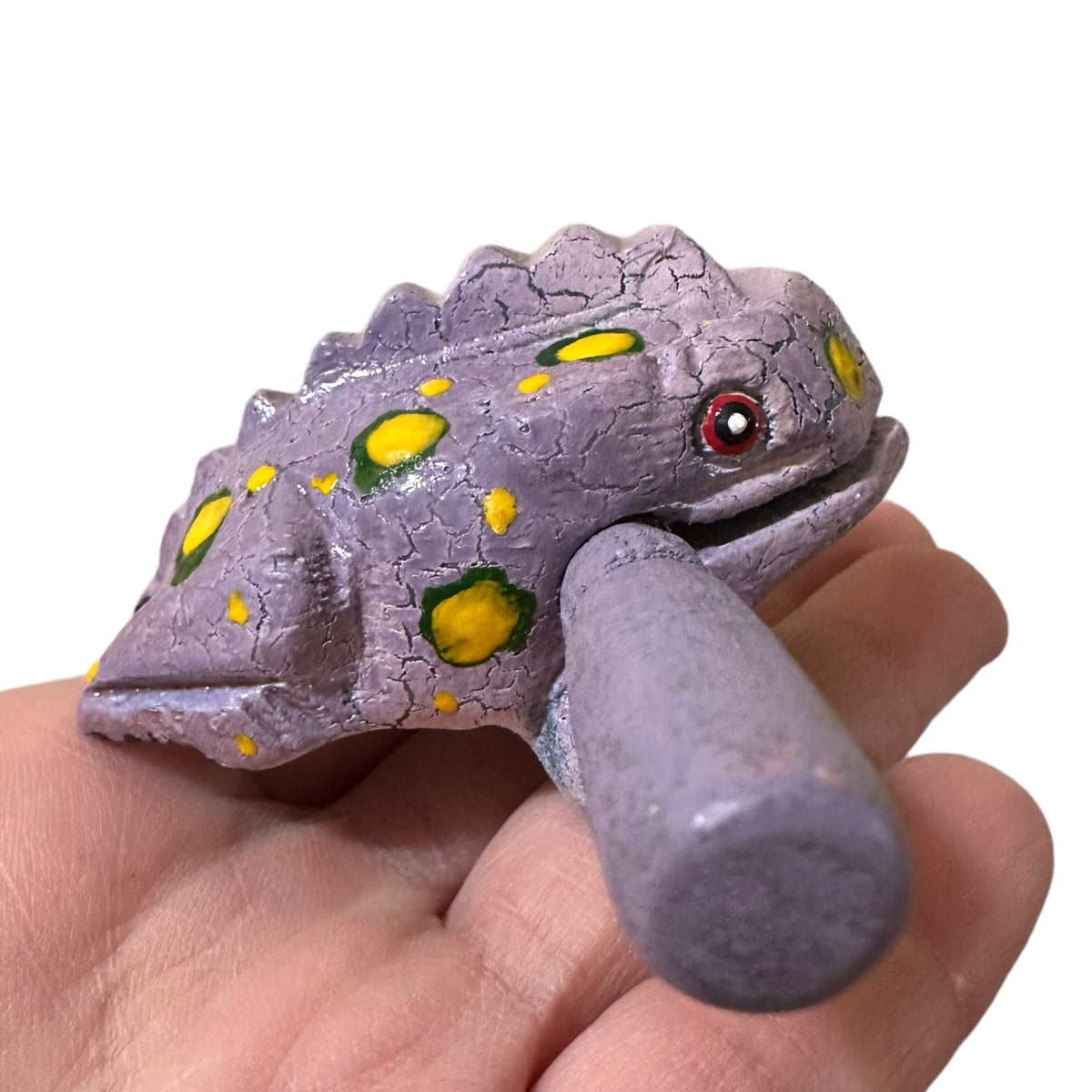 1.5" Wooden Musical Frog - Lavender Design (Percussion Instrument)