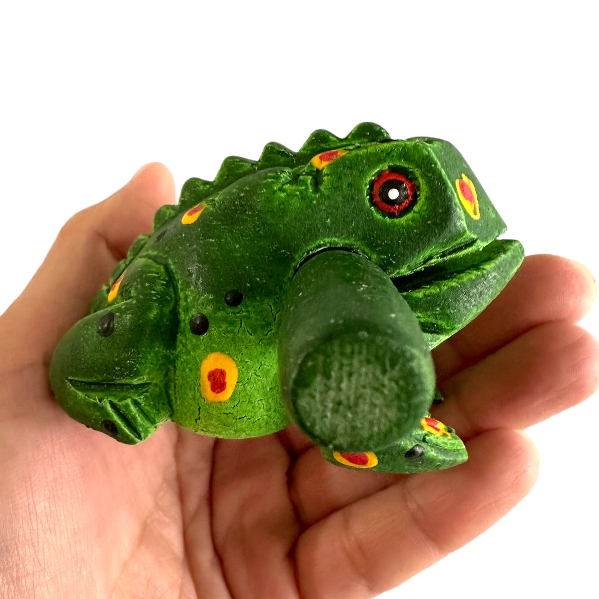 2" Wooden Musical Frog - Green Spring Design (Percussion Instrument)