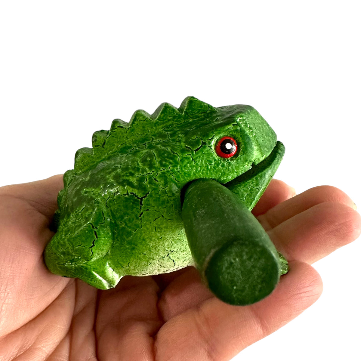 2" Wooden Musical Frog - Green Tree Design (Percussion Instrument)
