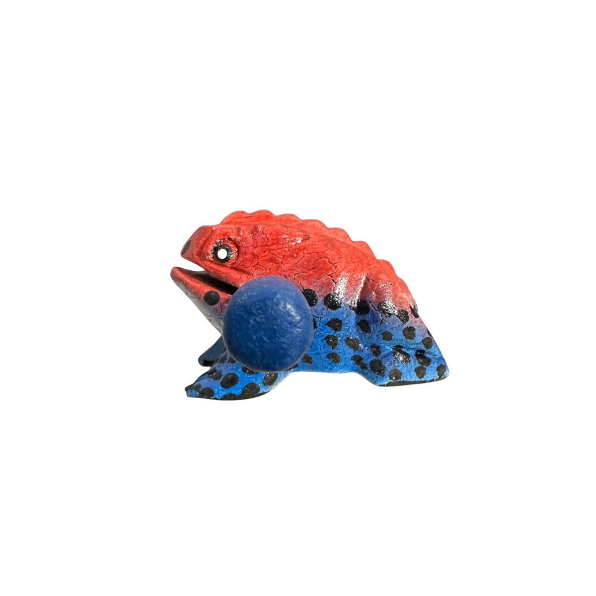 1.5" Wooden Musical Frog - Red Dart Design (Percussion Instrument)