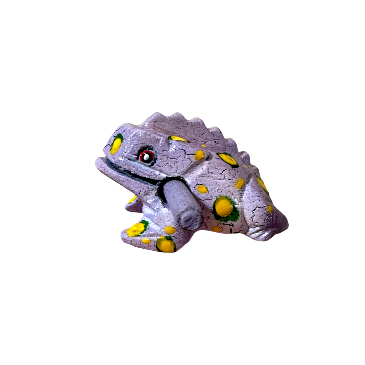1.5" Wooden Musical Frog - Lavender Design (Percussion Instrument)