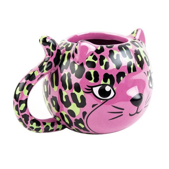 Pink Leopard Cat Mug | Cute Ceramic Coffee Tea Cup