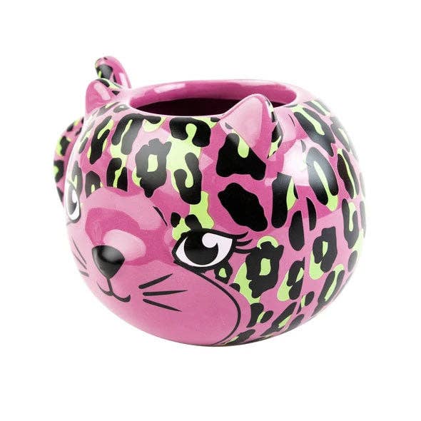 Pink Leopard Cat Mug | Cute Ceramic Coffee Tea Cup