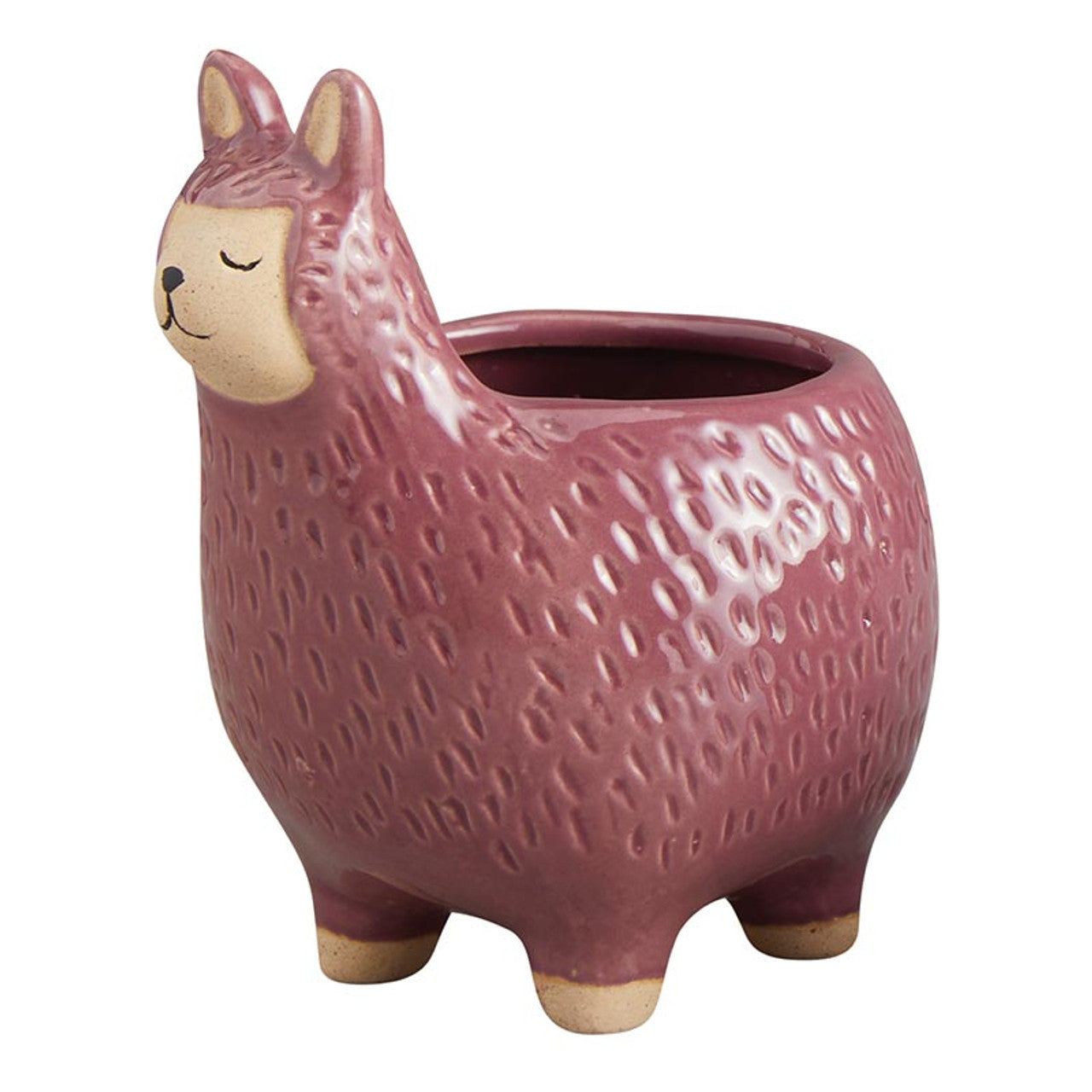 Purple Llama Pot |  Alpaca Ceramic Planter Animal Shaped | 5" Tall