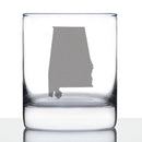 Alabama State Outline Whiskey Rocks Glass - State Themed Drinking Decor and Gifts for Alabaman Women & Men - 10.25 Oz Whisky Tumbler Glasses