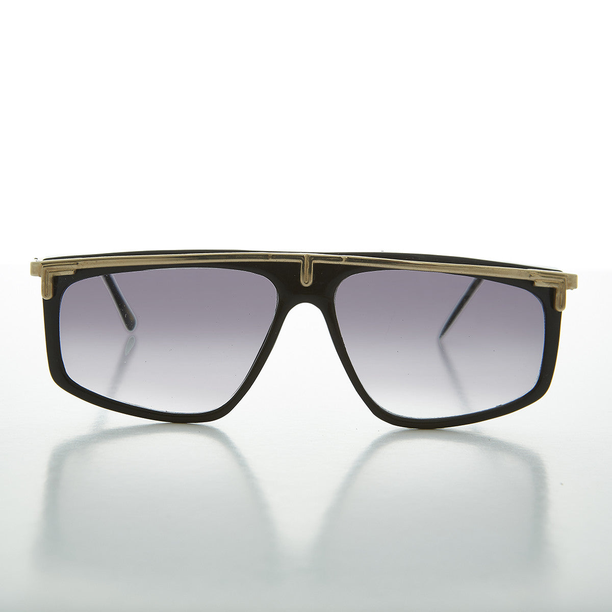 80s Hip Hop Flat Top Gold Accent Rapper Vintage Sunglass - Rome