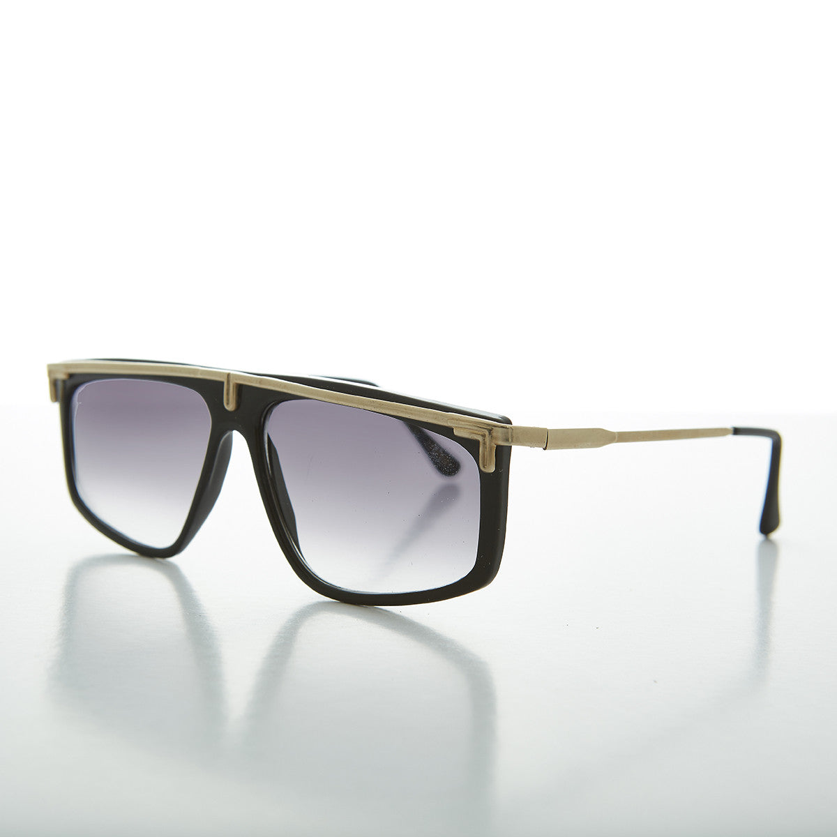 80s Hip Hop Flat Top Gold Accent Rapper Vintage Sunglass - Rome