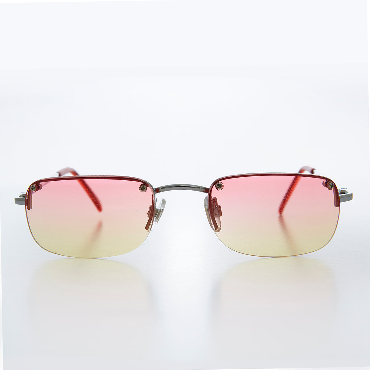 Rimless 90s Rectangle Sunglass with Two Color Lens - Rumi