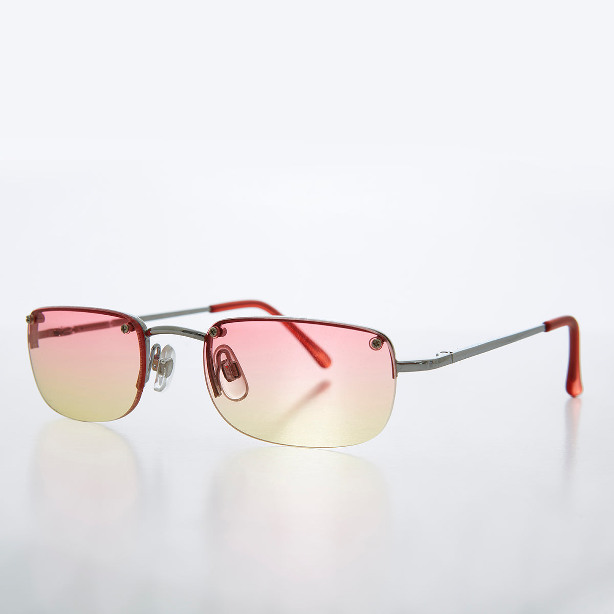 Rimless 90s Rectangle Sunglass with Two Color Lens - Rumi