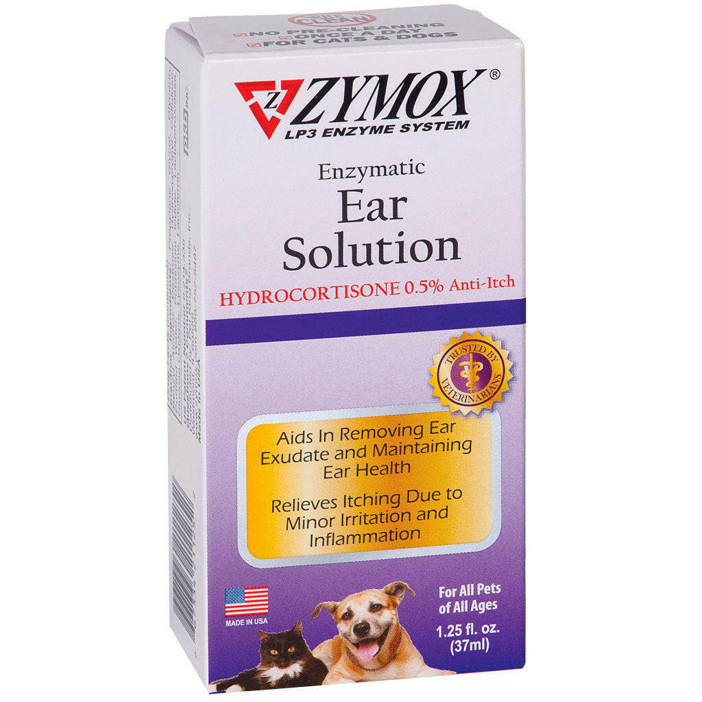 Zymox Ear Solution with 0.5% Hydrocortisone for Dogs & Cats (1.25 oz)