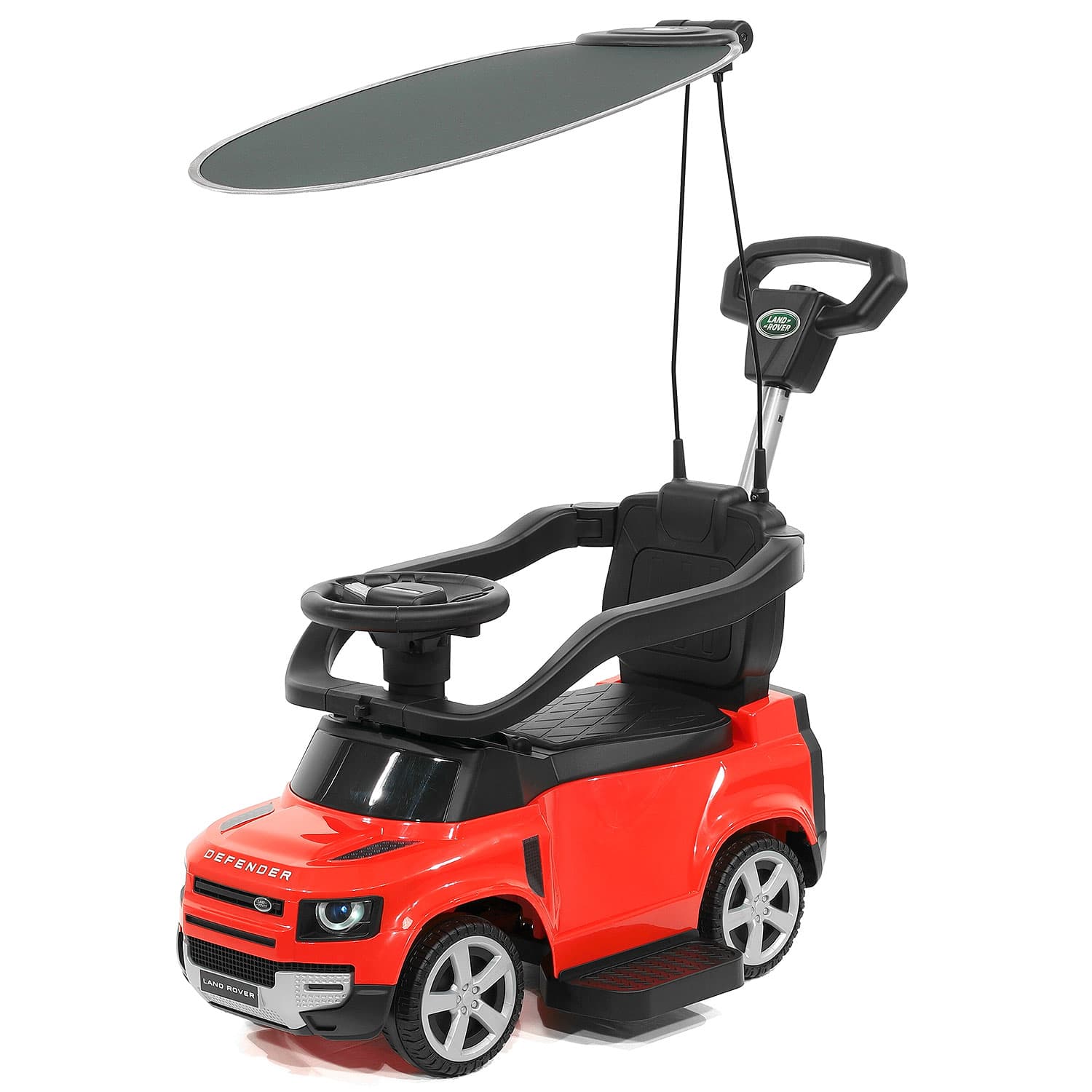 Land Rover Defender Kids Ride on Push Car with Sunshade Canopy | Red