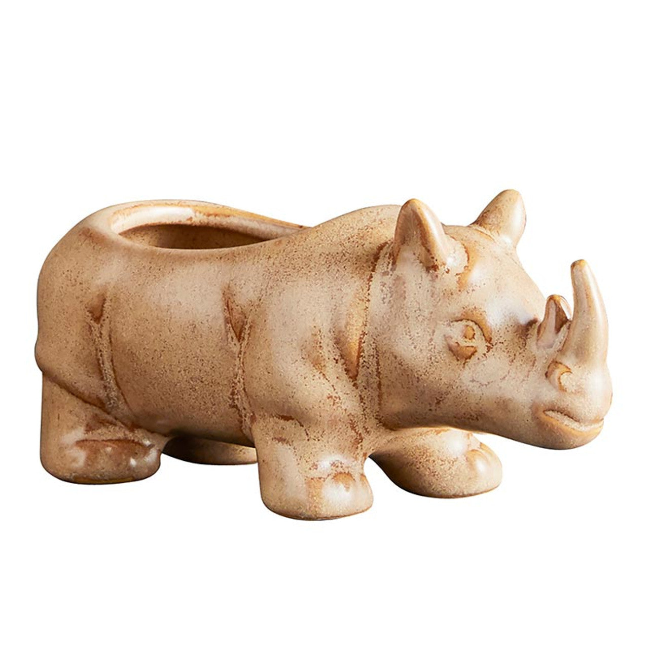 Rhino Ceramic Planter | Wild Safari Hippo Shaped Succulents Flower Pot | 4.5" x 2"