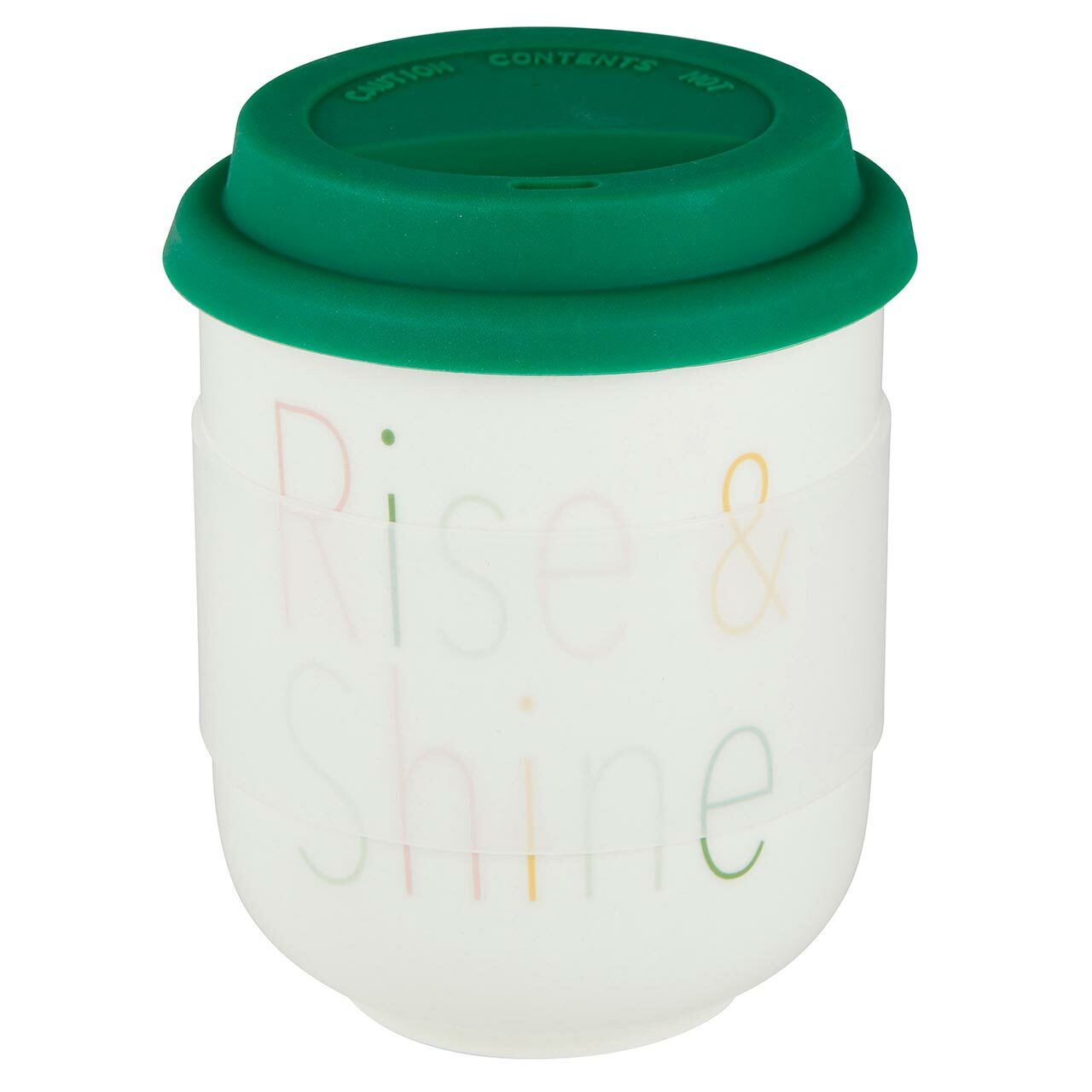 Rise & Shine Ceramic To Go Mug | Holds 16 oz. | Eco Mug with Silicone Lid and Sleeve