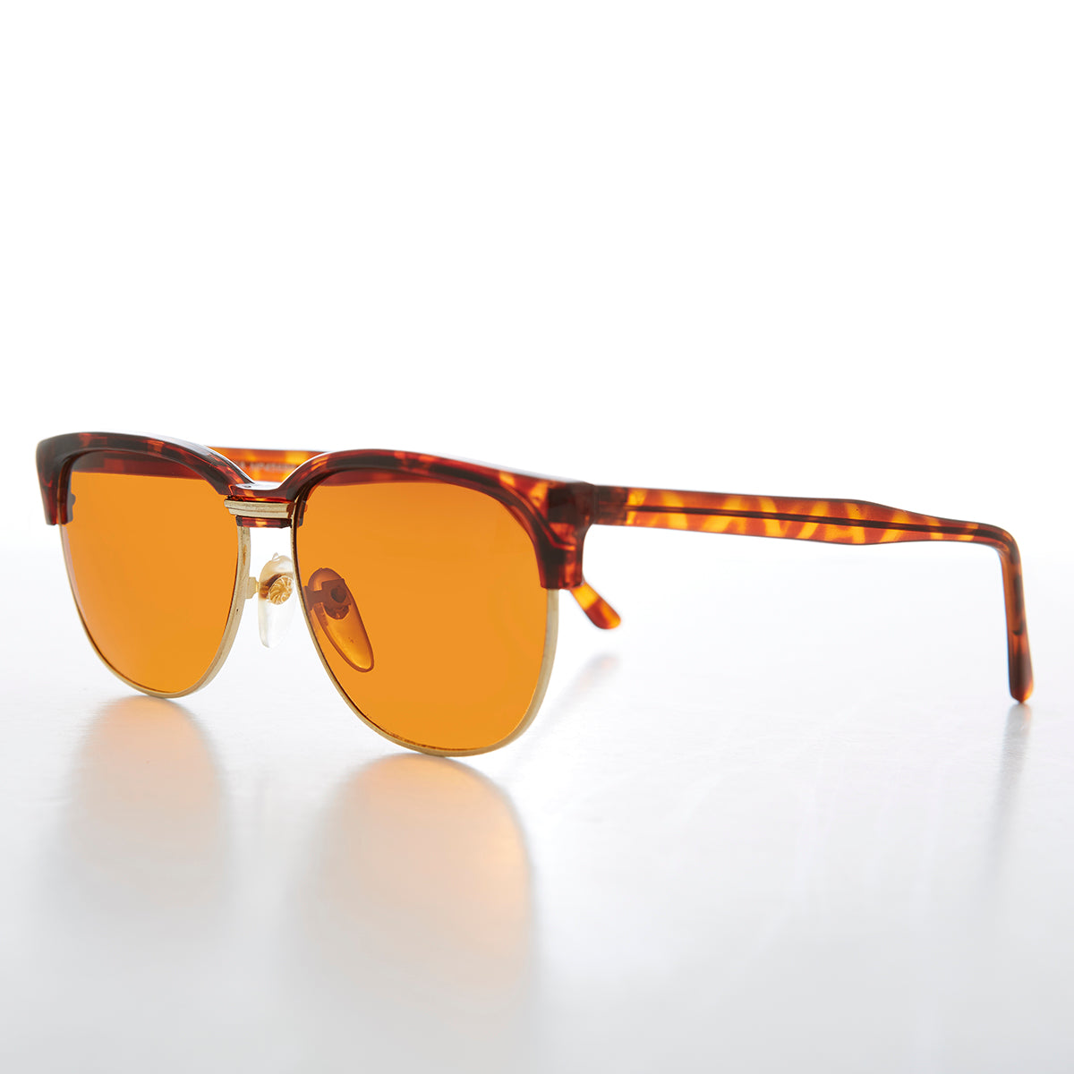 Amber Lens Half Frame Square Vintage Deadstock Sunglass - Sasha