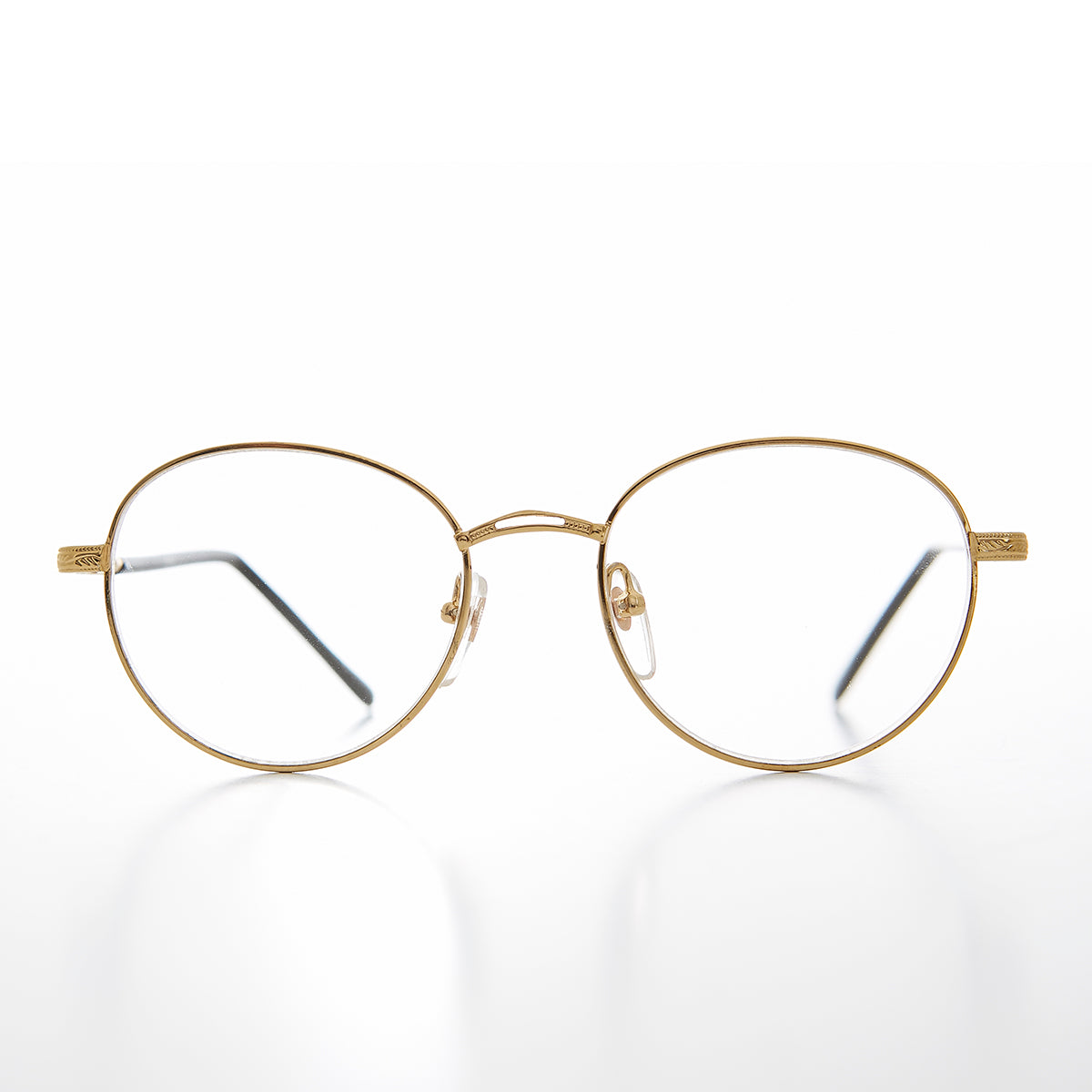 Round Gold Reading Glasses with Tube Temples - Shiloh