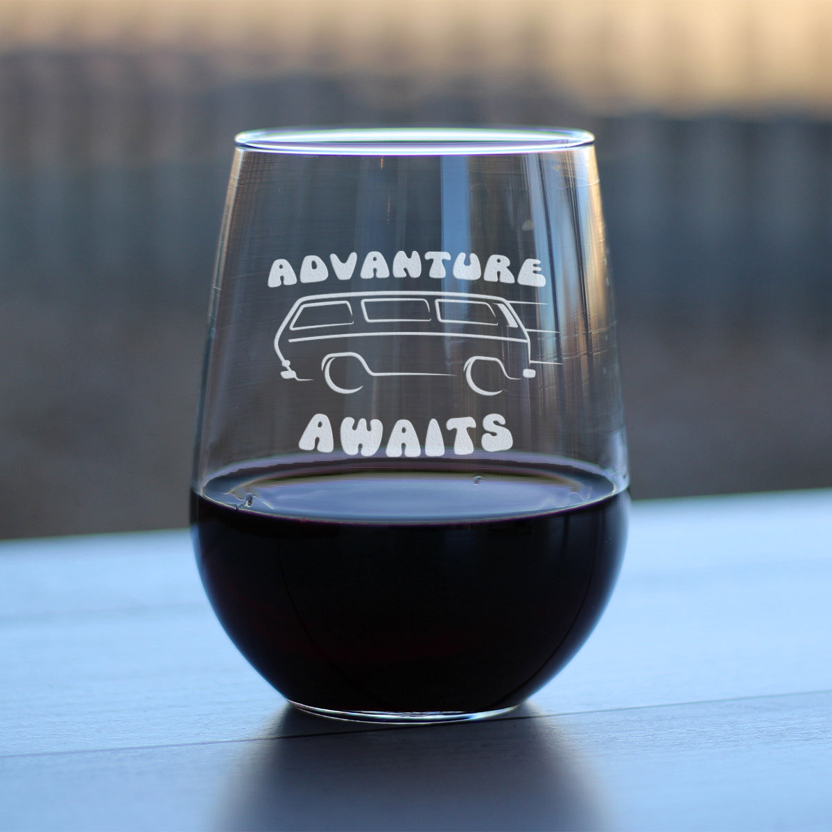 Advanture Awaits - 17 Ounce Stemless Wine Glass