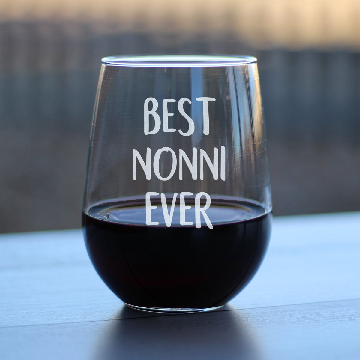 Best Nonni Ever Cute Stemless Wine Glass, Large 17 Ounce Size, Etched Sayings, Mother's Day or Birthday Gift for Grandma