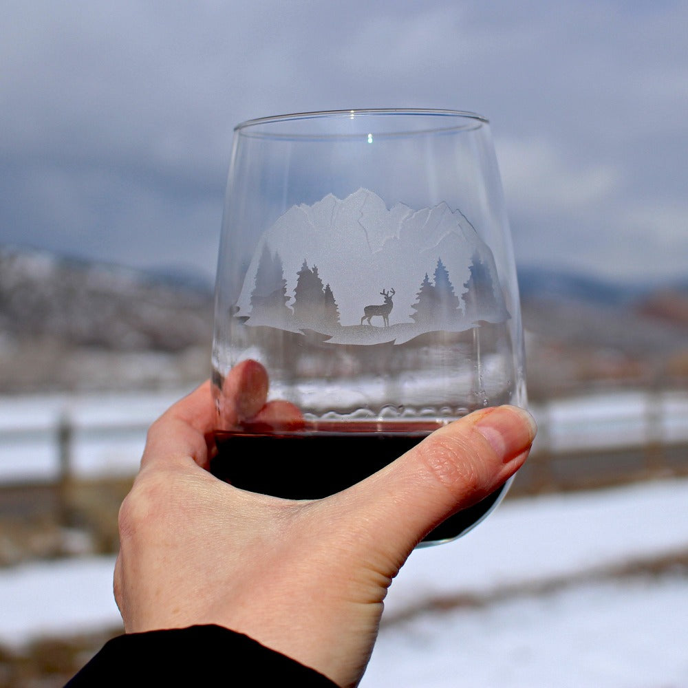 Majestic Mountains - 17 Ounce Stemless Wine Glass