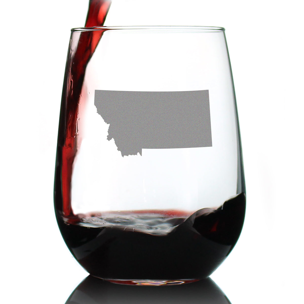 Montana State Outline Stemless Wine Glass - State Themed Drinking Decor and Gifts for Montanan Women & Men - Large 17 Oz Glasses