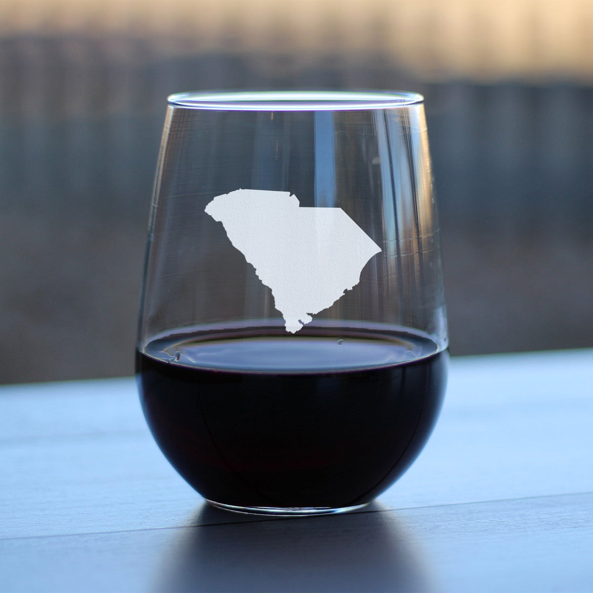 South Carolina State Outline Stemless Wine Glass - State Themed Drinking Decor and Gifts for South Carolinian Women & Men - Large 17 Oz Glasses