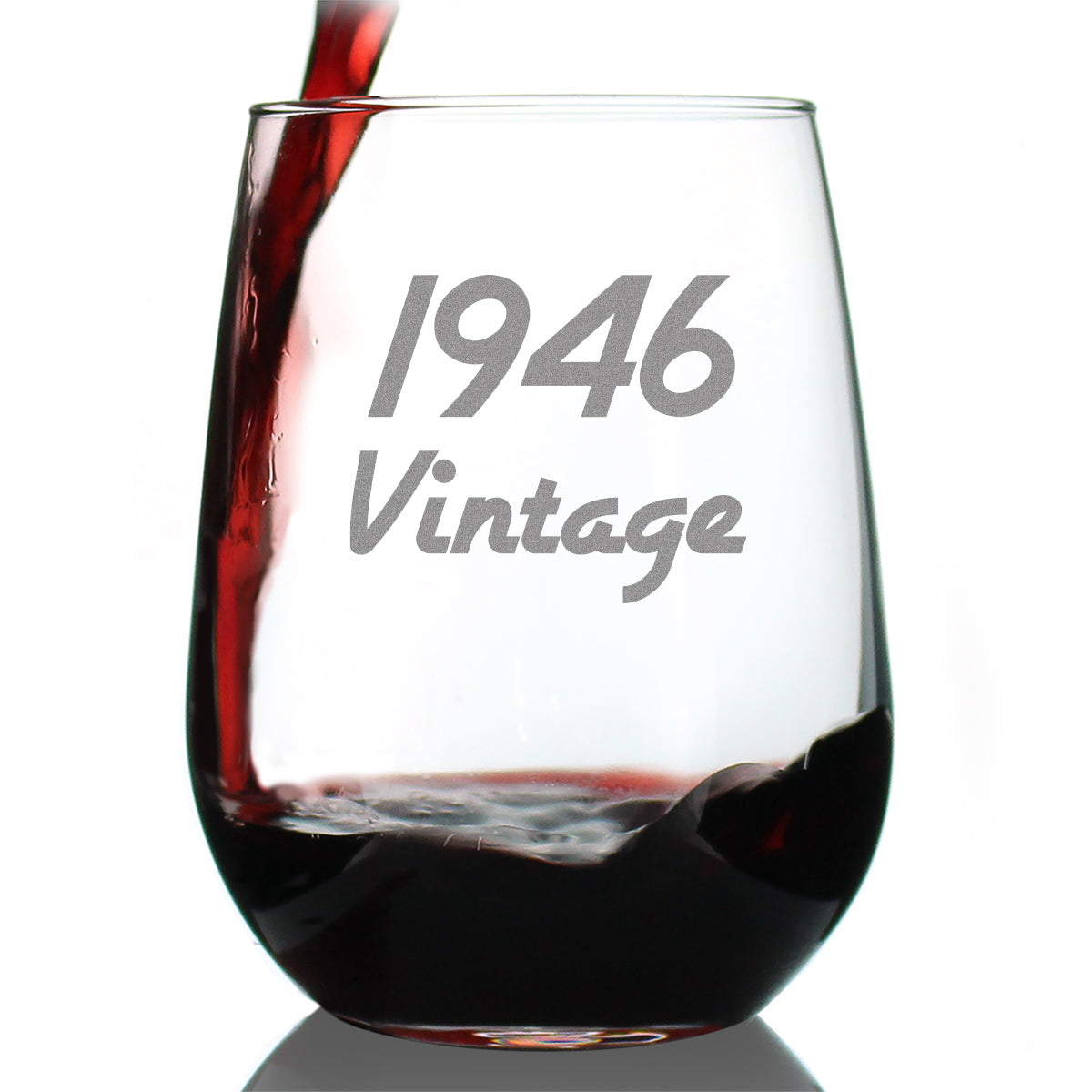 Vintage 1946 - 80th Birthday Stemless Wine Glass Gifts for Women & Men Turning 80 - Bday Party Decor - Large Glasses
