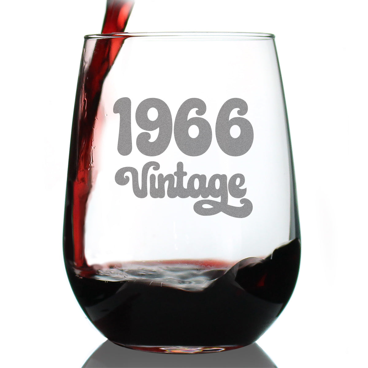 Vintage 1966 - 60th Birthday Stemless Wine Glass Gifts for Women & Men Turning 60 - Bday Party Decor - Large Glasses