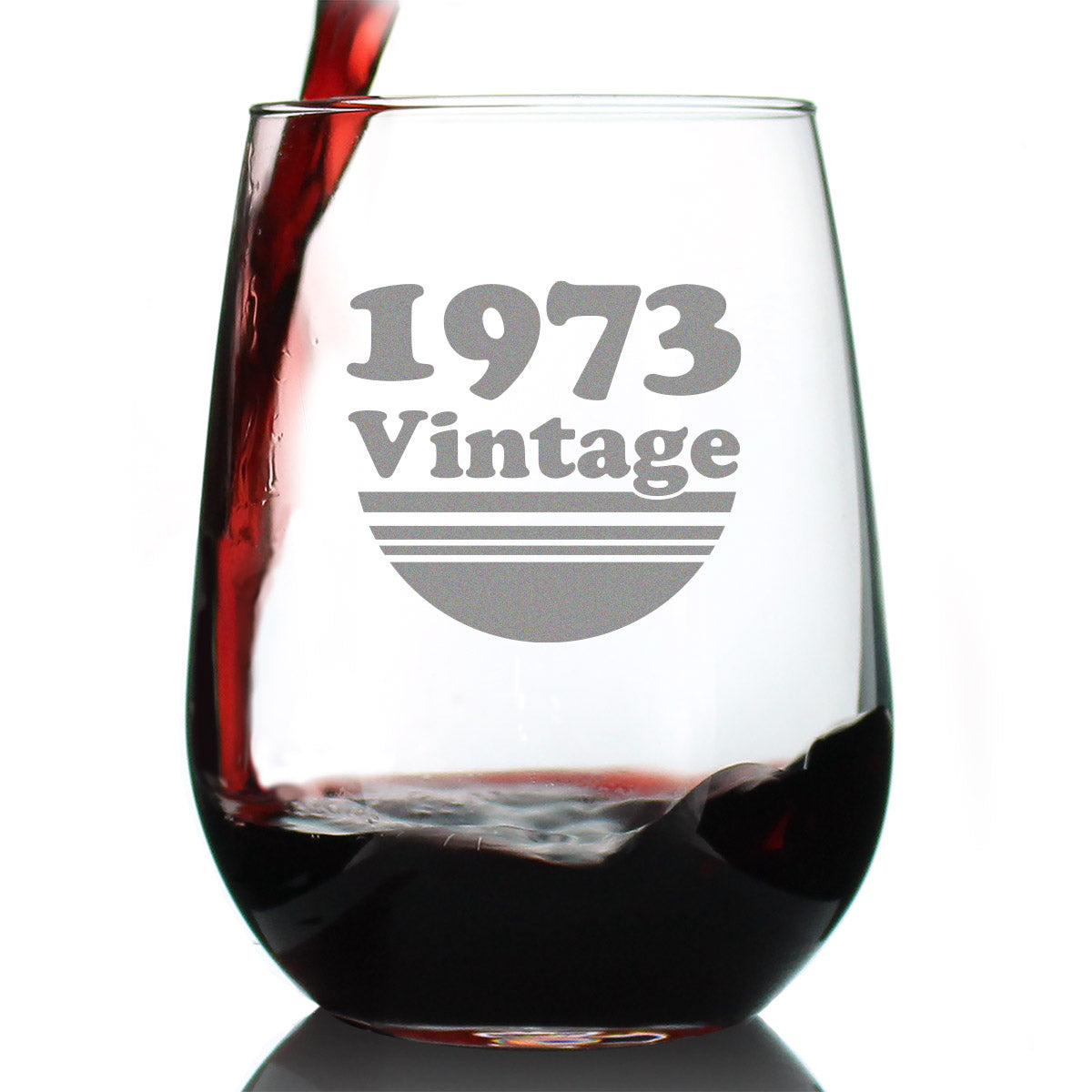 Vintage 1973 - 53rd Birthday Stemless Wine Glass Gifts for Women & Men Turning 53 - Bday Party Decor - Large Glasses