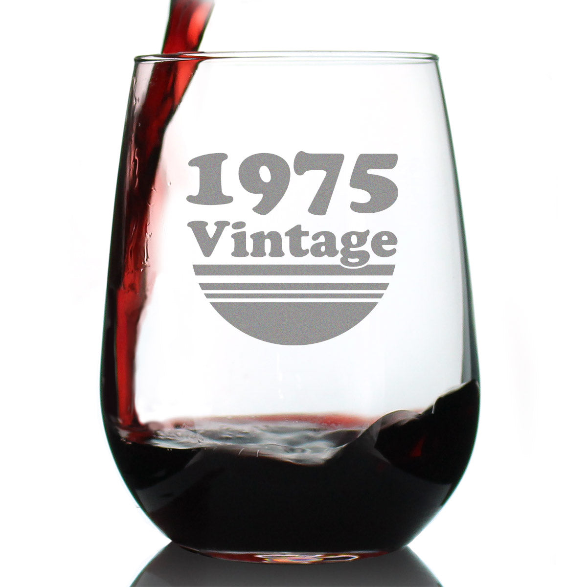 Vintage 1975 - 51st Birthday Stemless Wine Glass Gifts for Women & Men Turning 51 - Bday Party Decor - Large Glasses