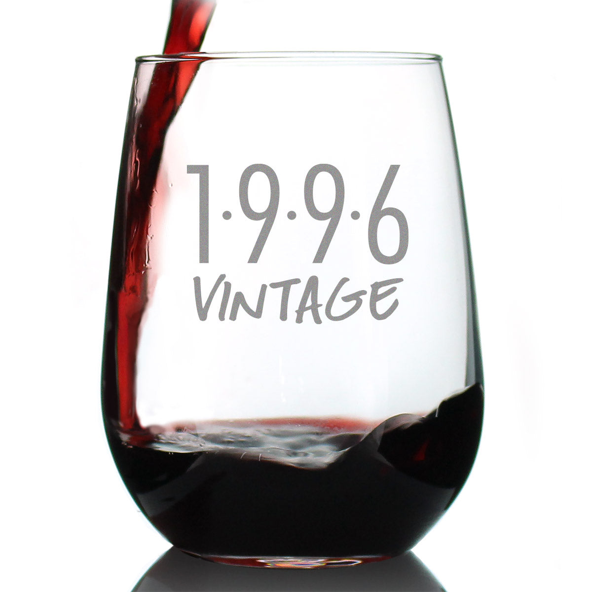 Vintage 1996 - 30th Birthday Stemless Wine Glass Gifts for Women & Men Turning 30 - Bday Party Decor - Large Glasses