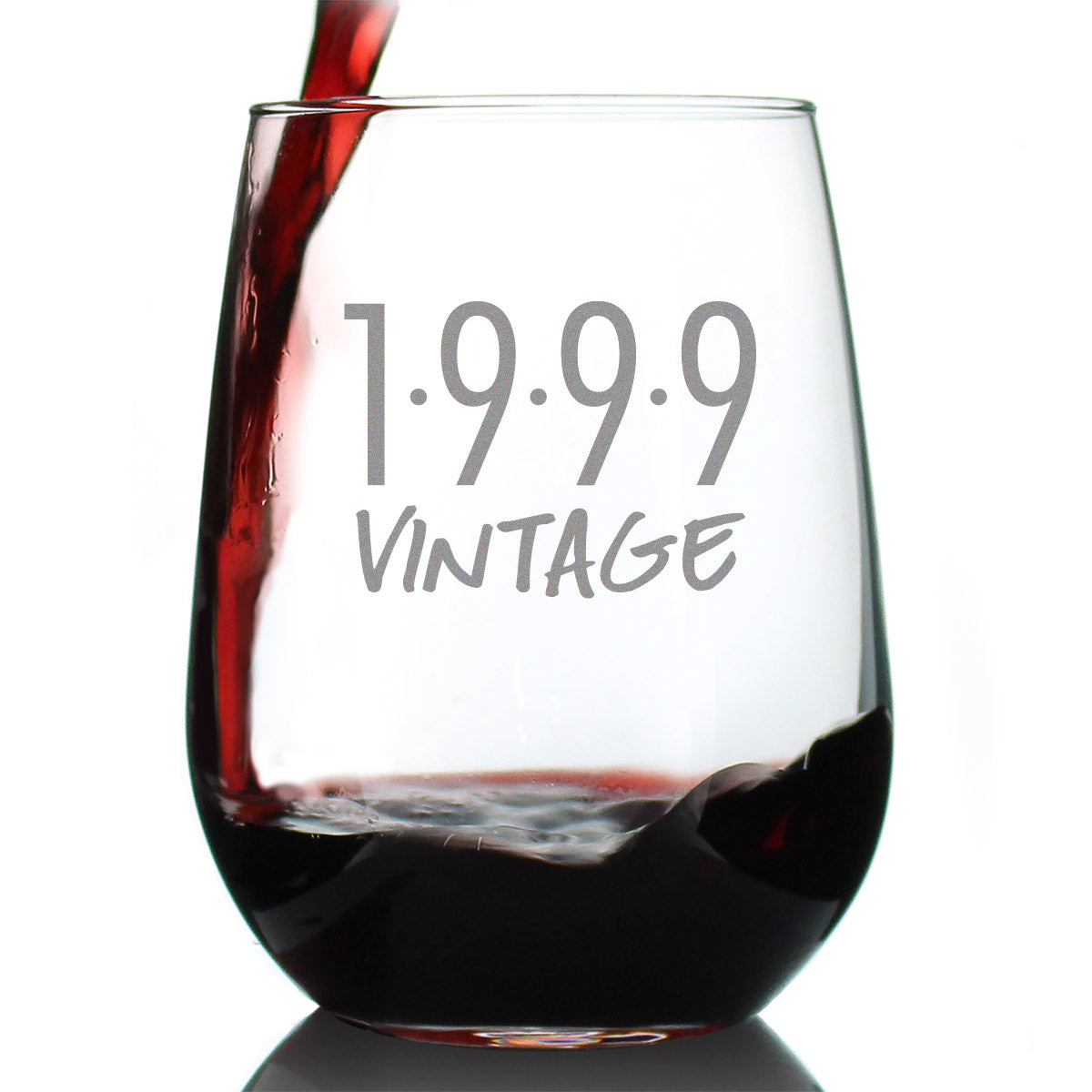 Vintage 1999 - 27th Birthday Stemless Wine Glass Gifts for Women & Men Turning 27 - Bday Party Decor - Large Glasses