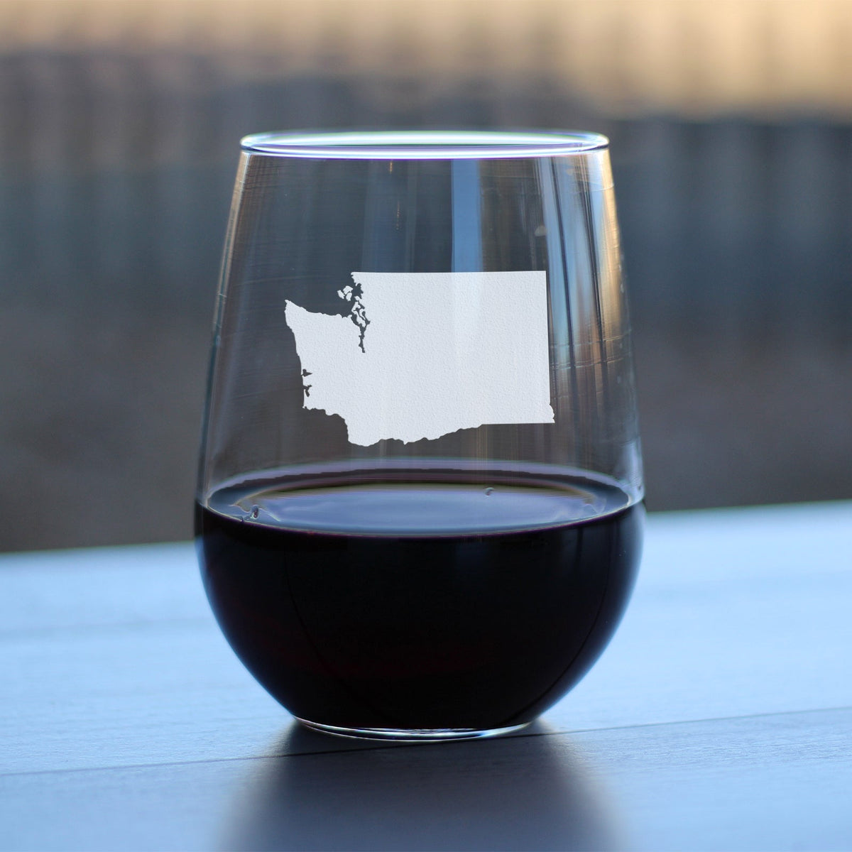 Washington State Outline Stemless Wine Glass - State Themed Drinking Decor and Gifts for Washingtonian Women & Men - Large 17 Oz Glasses