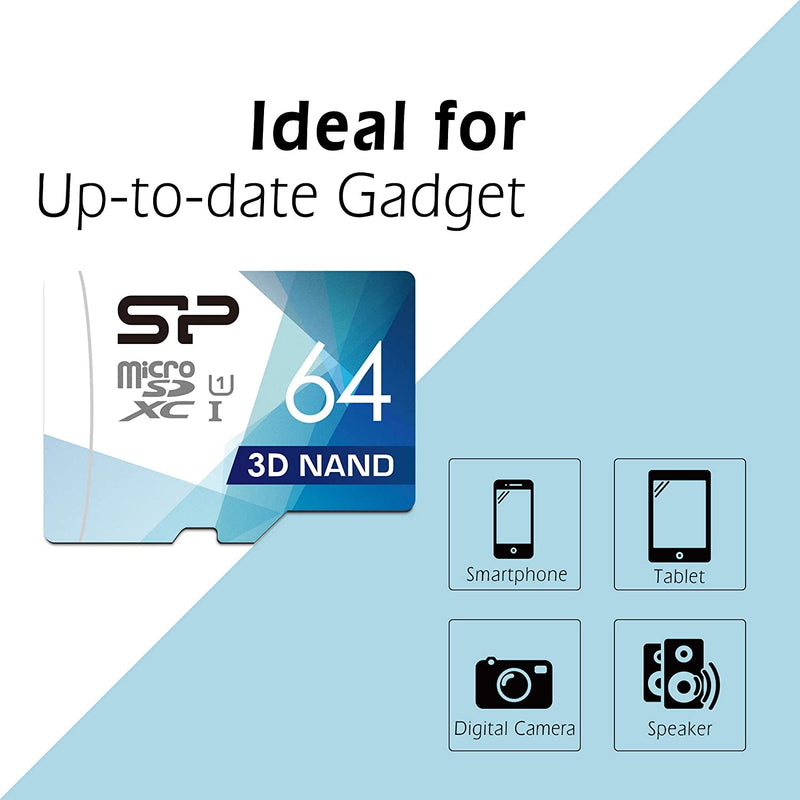 Silicon Power 32GB-64GB 3D NAND High Speed MicroSD Card with Adapter