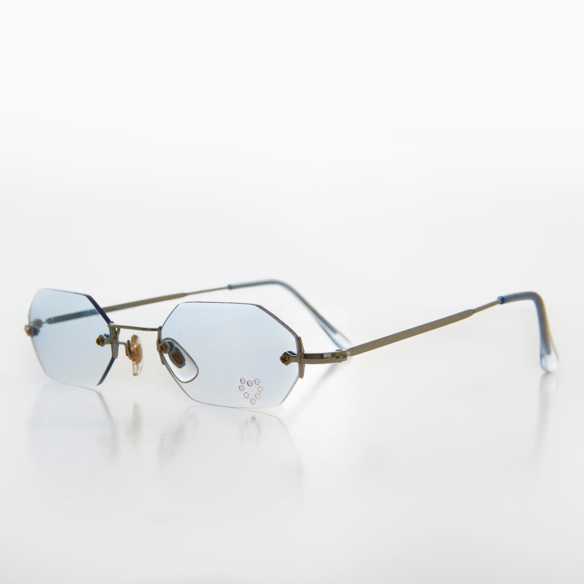 Heart Rhinestone Rimless Vintage Sunglasses - Splashy