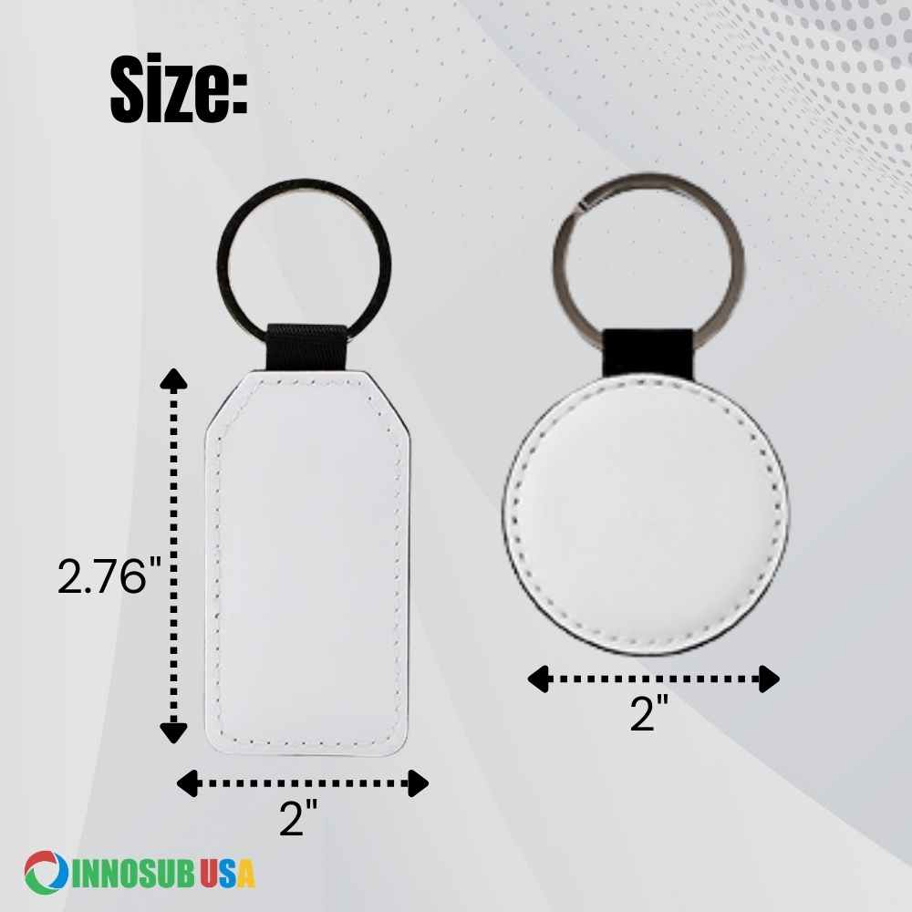 Sublimation Blanks PU Leather Keychain – Round/Rectangle / Heart Shape by INNOSUB USA