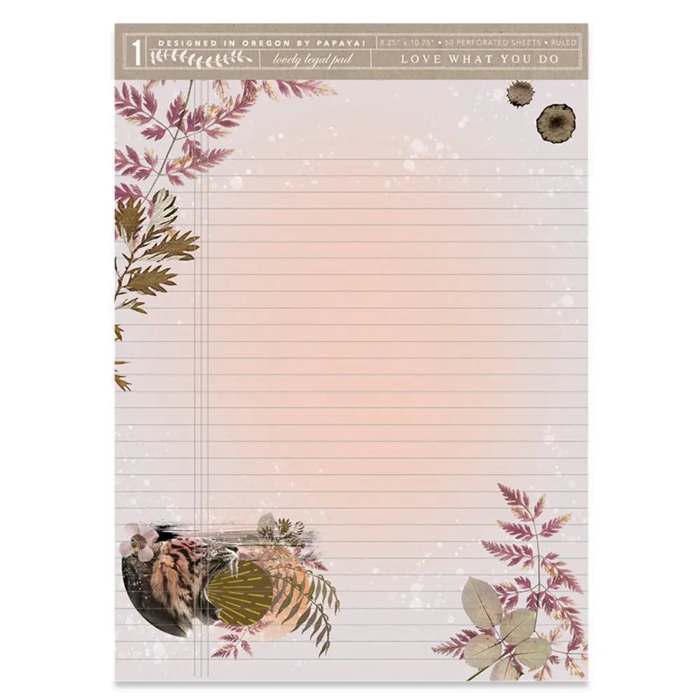 Set of 3 Aesthetic Botanical Full Size Legal Pads | Lined Legal Pad