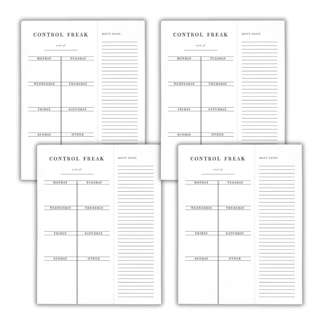 Set of 4 Copy of Control Freak Weekly List Notepad | 8.5" x 11" Desk Planner