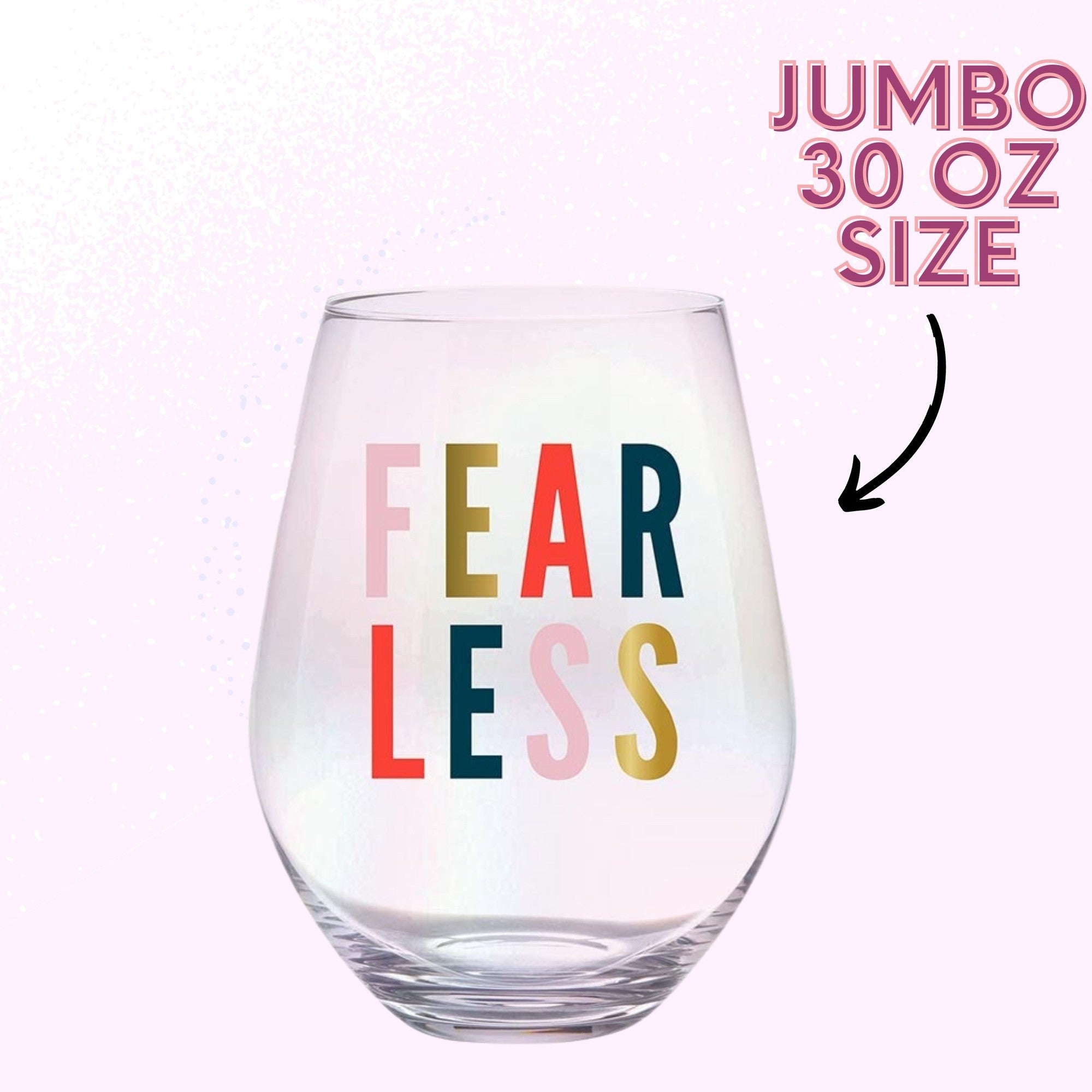 Set of 6 Fearless Jumbo Stemless Wine Glass in Iridescent | 30 Oz. | Holds an Entire Bottle of Wine