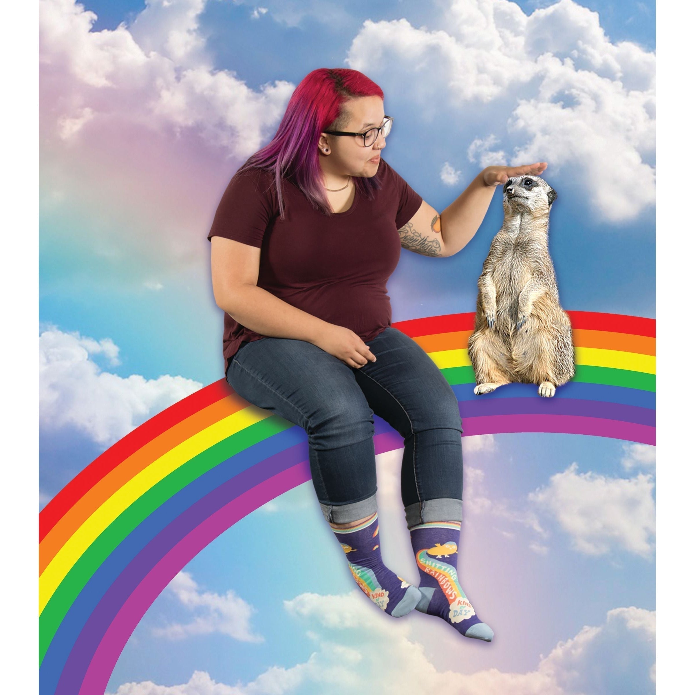 Shitting Rainbows Kind of Day Women's Crew Socks | BlueQ at GetBullish