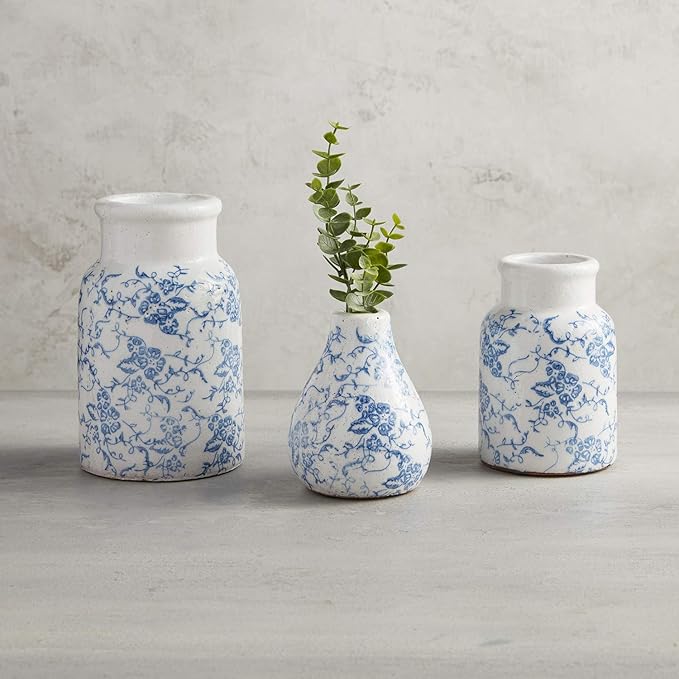 Small Vintage Blue Vase | Decorative Flower Pot | 4.72" Tall