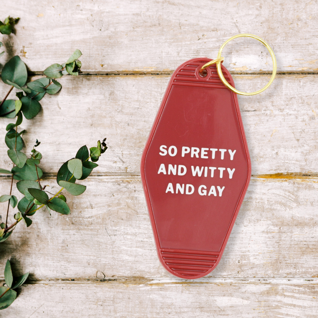 So Pretty and Witty and Gay Motel Style Keychain in Red