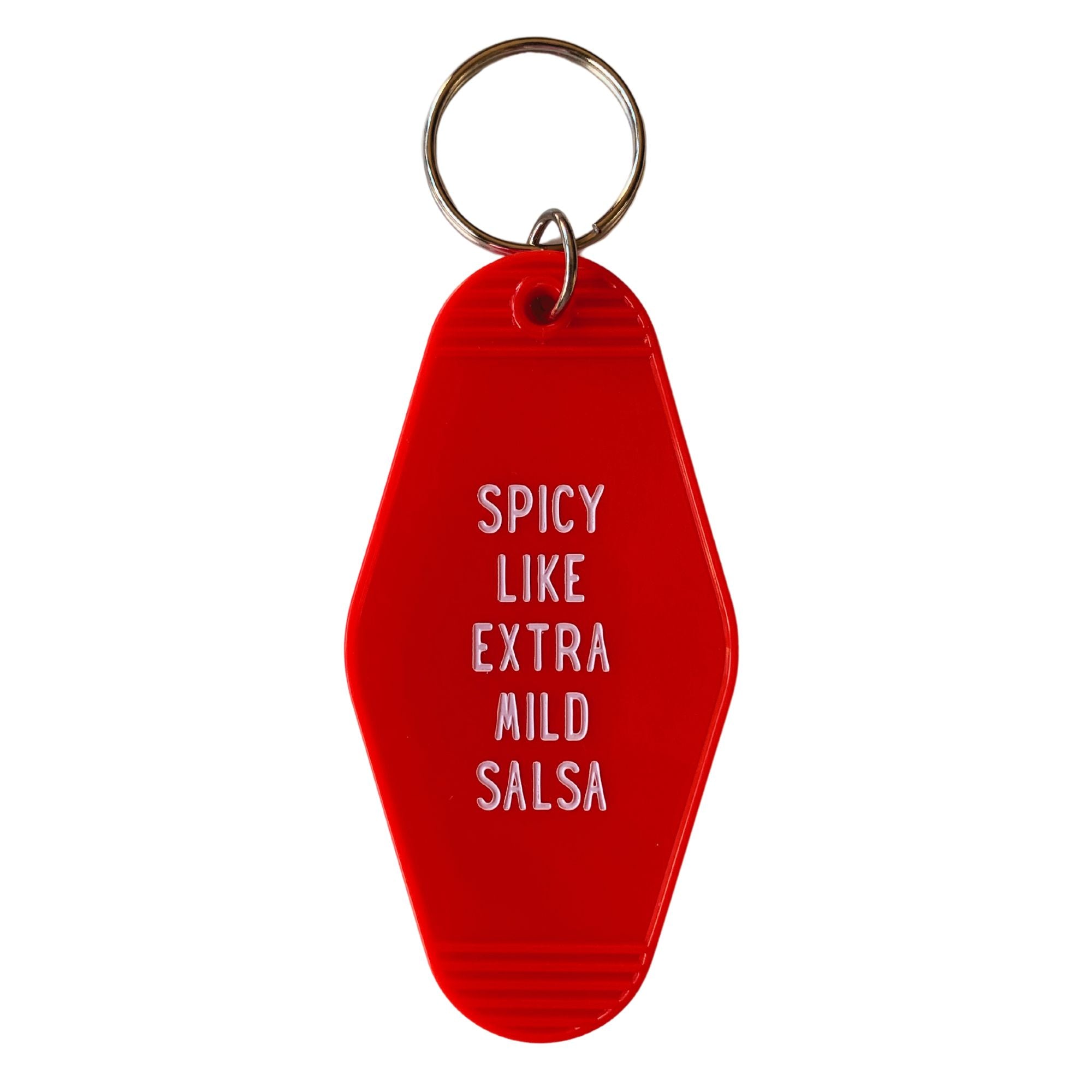 Spicy Like Extra Mild Salsa Motel Style Keychain in Red