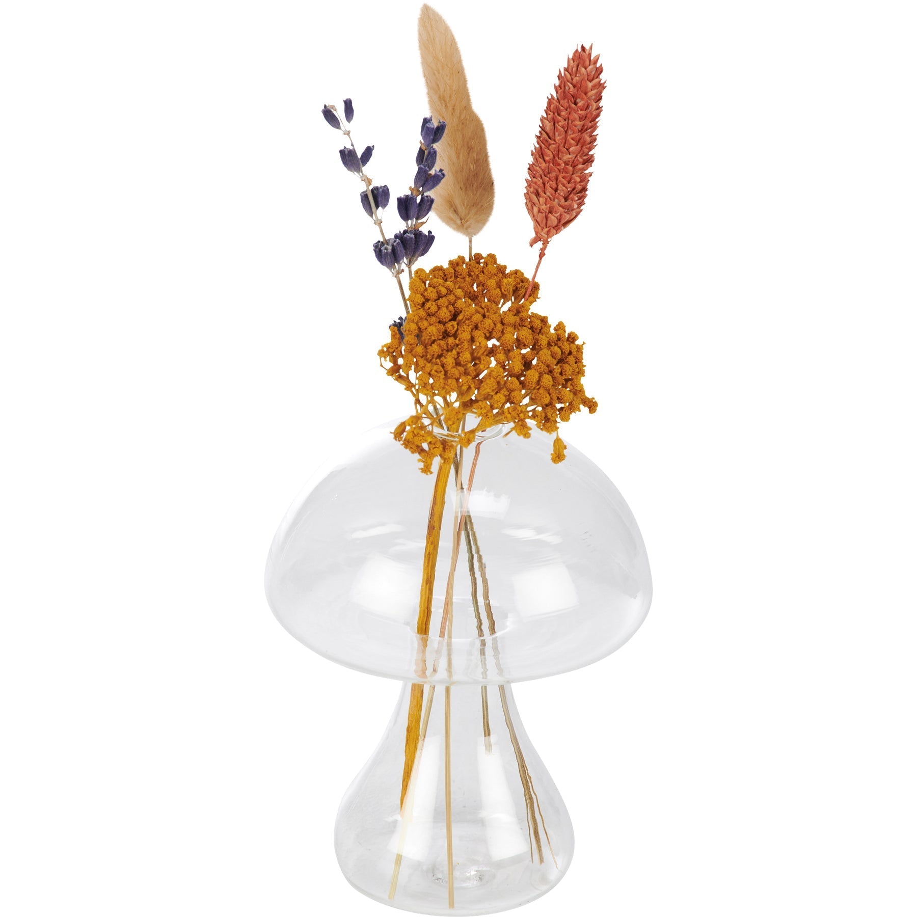 Standing Mushroom Mini Vase In Clear Transparent Glass | 4.25" Tall