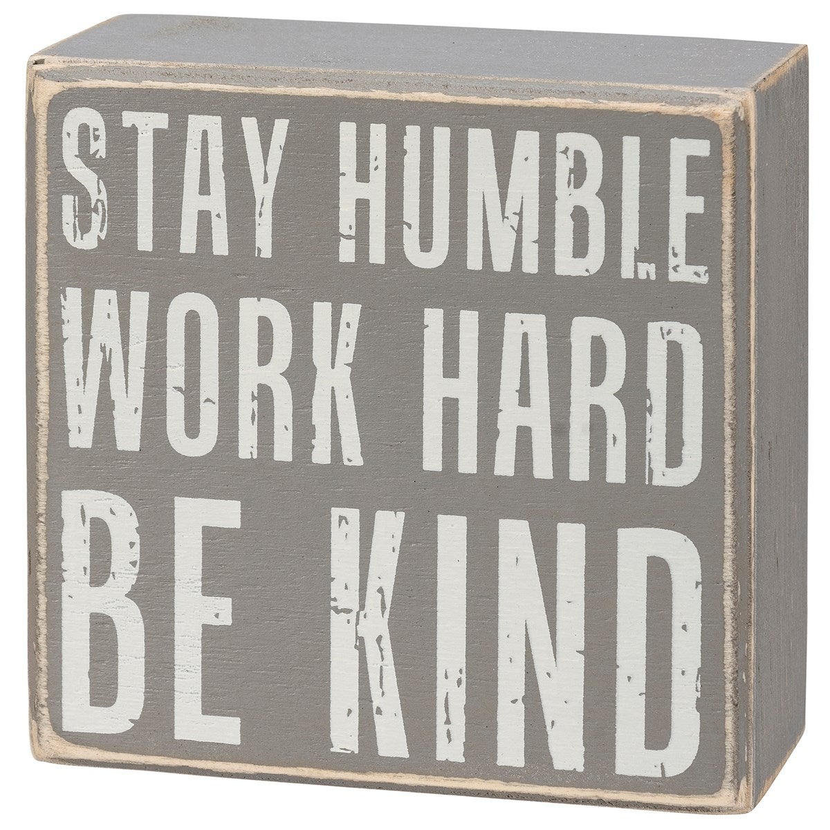 Stay Humble Gray Box Sign Set | Giftable Home Decor | 4" x 4"