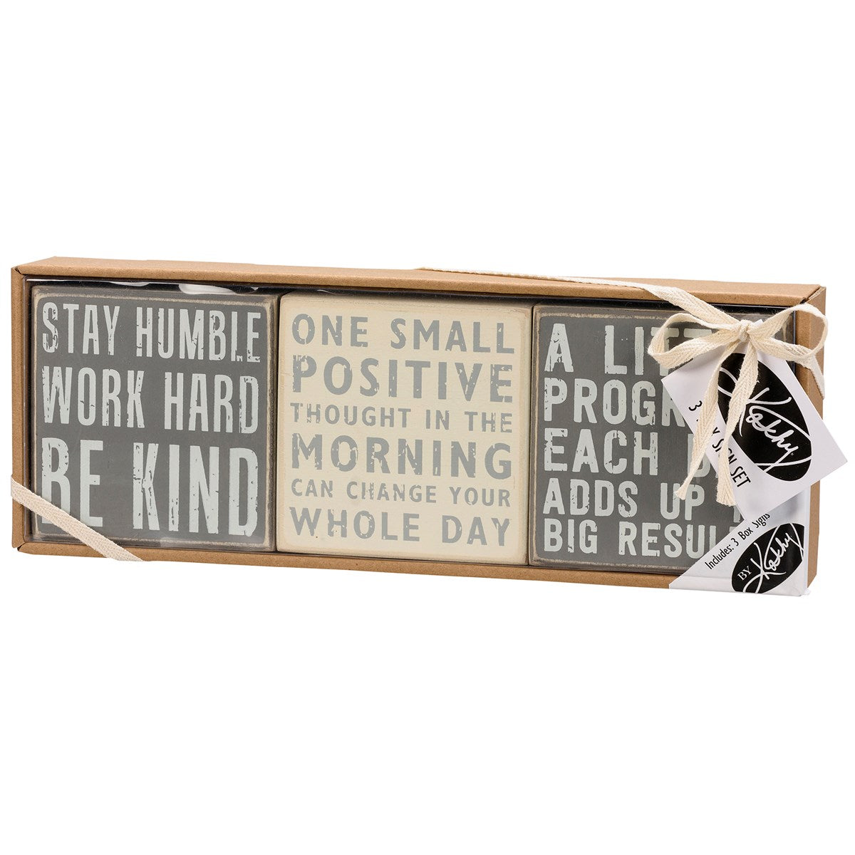 Stay Humble Gray Box Sign Set | Giftable Home Decor | 4" x 4"