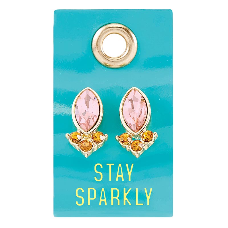 Stay Sparkly Gemstone Leather Tag Earrings