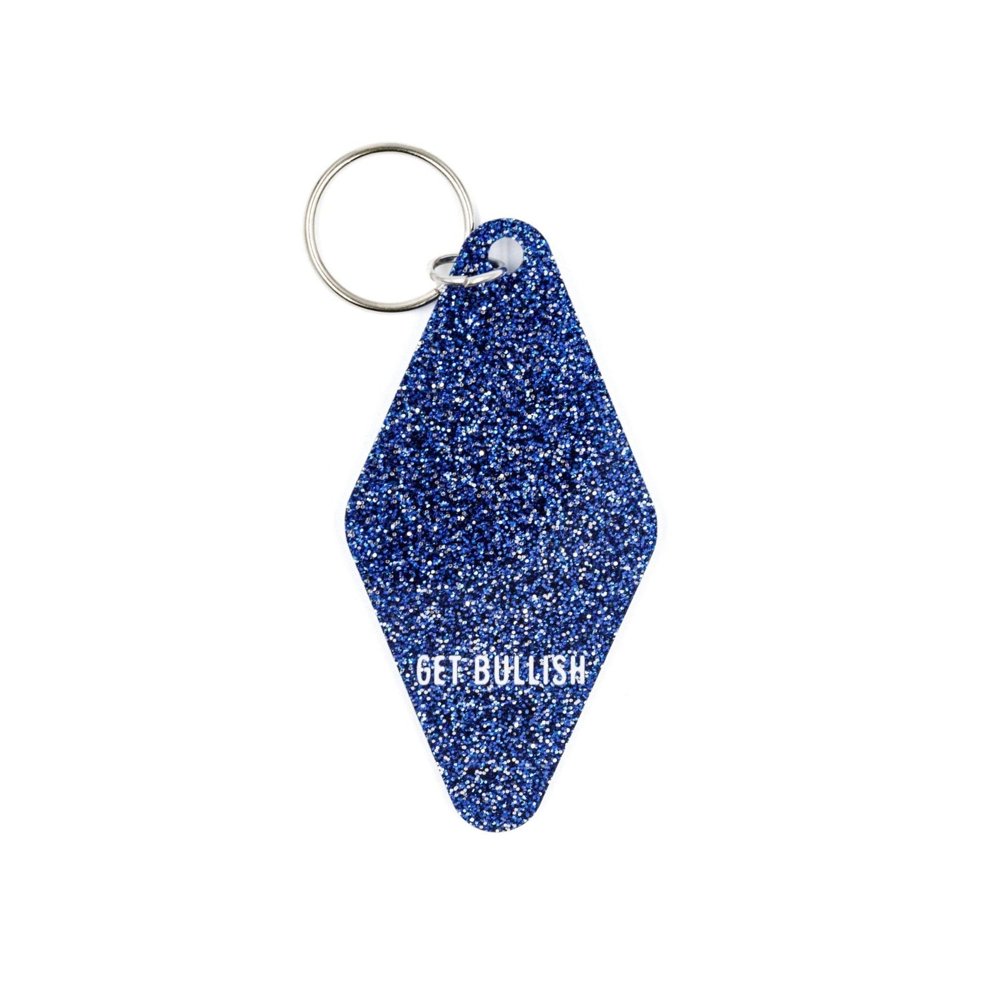 Strong Bisexual Energy Motel Style Keychain in Dark Blue Glitter