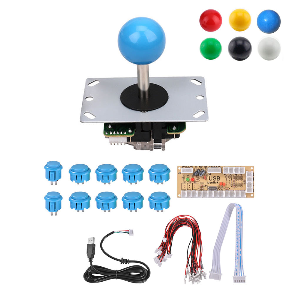 Arcade Joystick DIY Kits 8 Way 5Pin Cable Joystick Fighting Buttons USB Board