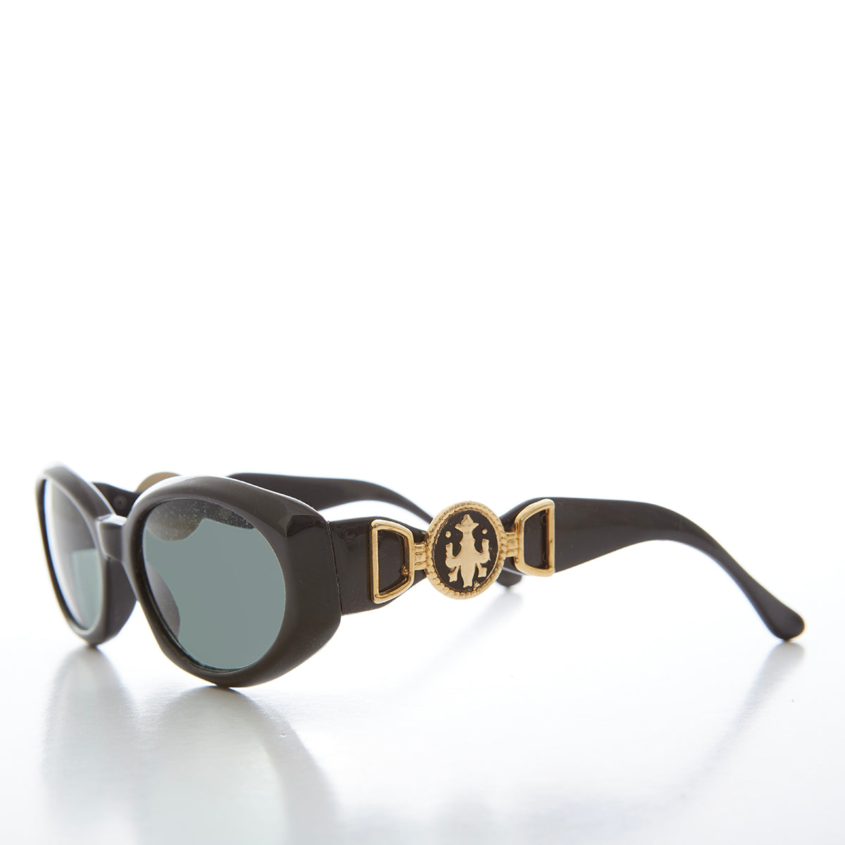 Oval Cat Eye With Gold Accents Vintage Sunglasses - Tana